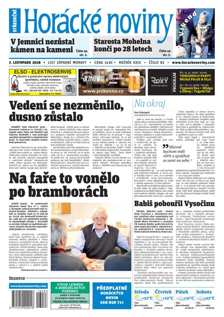 Horácké Noviny Středa 7.11.2018 č. 083
