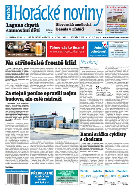 Horácké Noviny Pátek 31.8.2018 č. 065