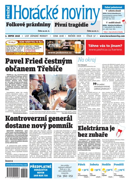 Horácké Noviny Pátek 3.8.2018 č. 057