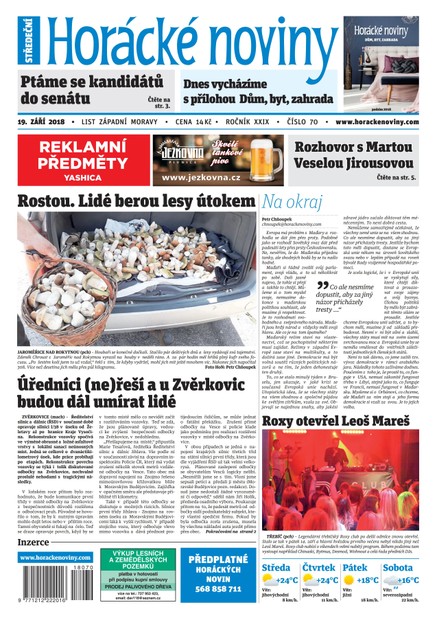 Horácké Noviny Středa 19.9.2018 č. 070