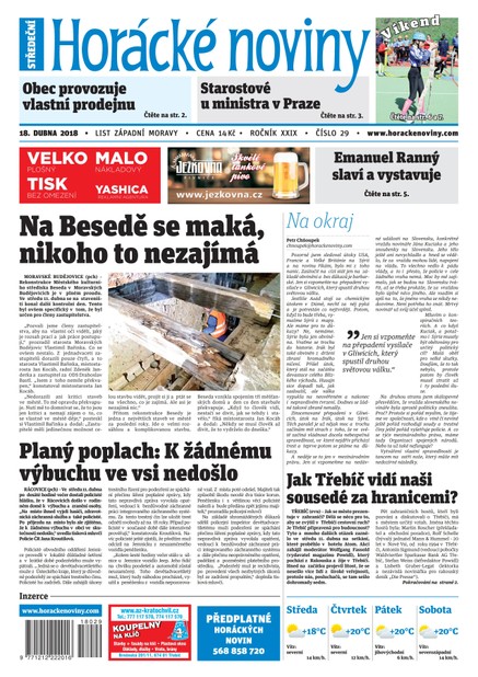Horácké Noviny Středa 18.4.2018 č. 029