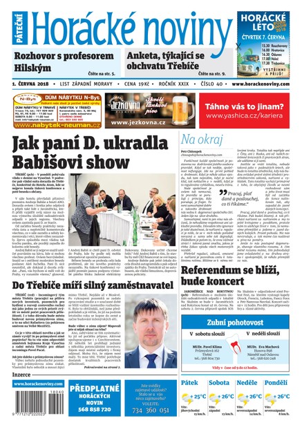 Horácké Noviny Pátek 1.6.2018 č. 040