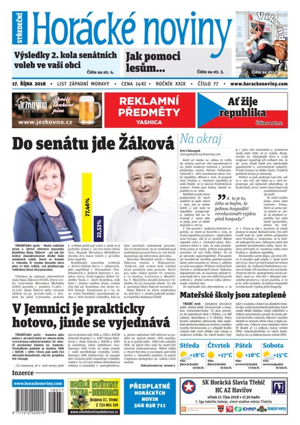 Horácké Noviny Středa 17.10.2018 č. 077