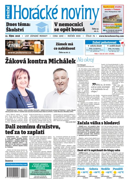 Horácké Noviny Pátek 12.10.2018 č. 076