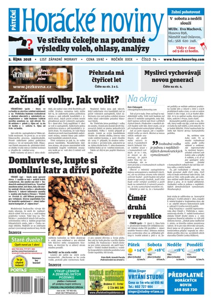 Horácké Noviny Pátek 5. 10. 2018 č. 074