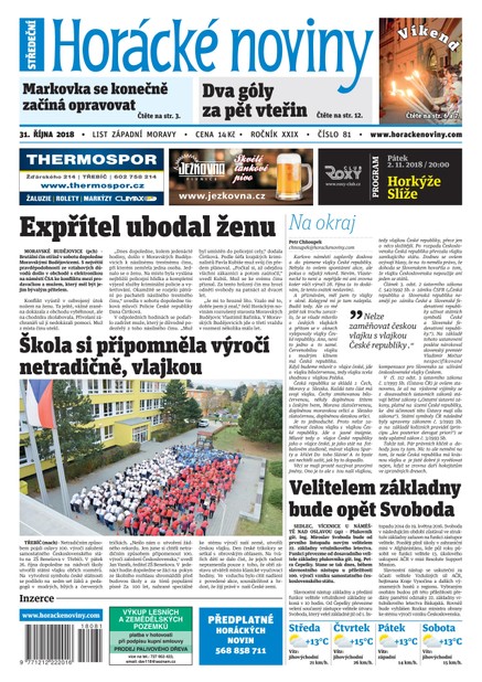 Horácké Noviny Středa 31.10.2018 č. 081