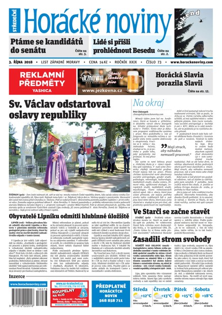 Horácké Noviny Středa 3.10.2018  č. 073