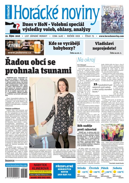 Horácké Noviny Středa 10.10.2018 - č. 57