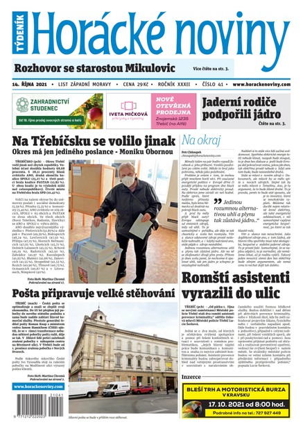 Horácké Noviny Čtvrtek 14.10.2021 č. 041
