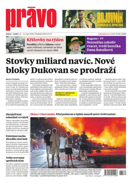 Deník Právo - 15.8.2026