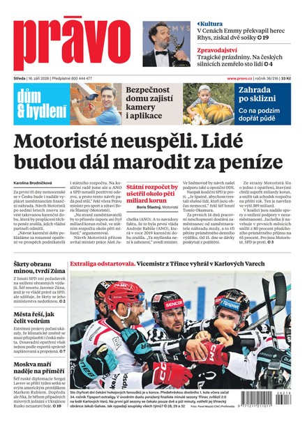 Deník Právo - 16.9.2026