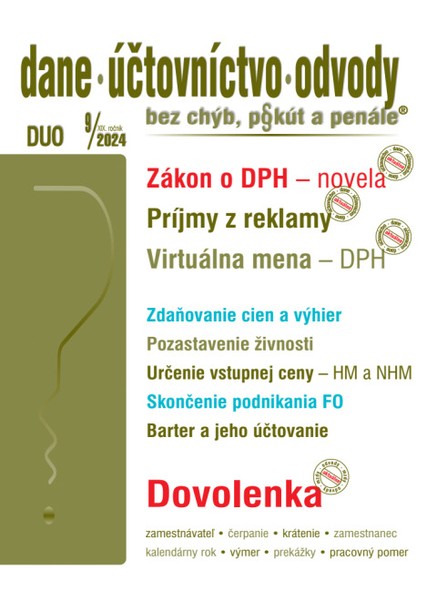 Dane, účtovníctvo, odvody bez chýb, pokút a penále č. 9 / 2024 - Zákon o DPH – novela